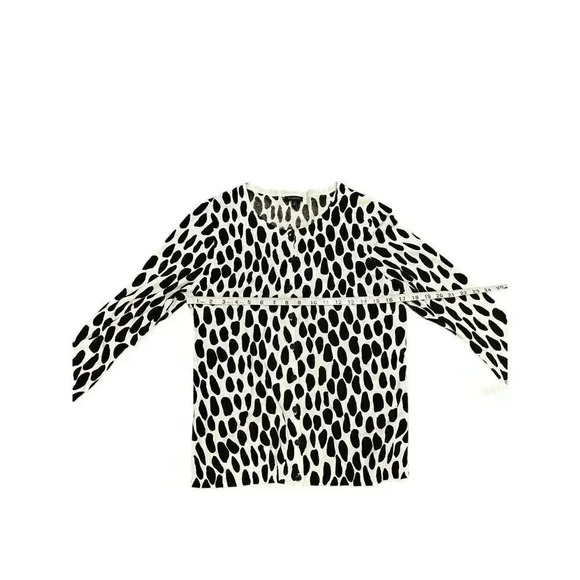 Talbots Women Black White Button Front 3/4 Sleeve Cardigan Sweater Size Medium - Picture 5 of 8